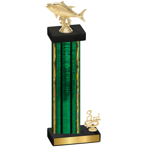 Accented Single Green Glacier Third Place Fishing Trophy