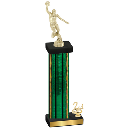 Accented Single Green Glacier Second Place Basketball Trophy