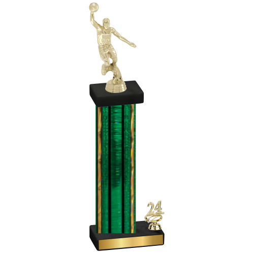 Accented Single Green Glacier Year Basketball Trophy