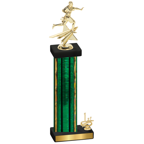 Accented Single Green Glacier First Place Flag Football Trophy