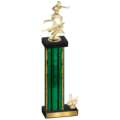 Accented Single Green Glacier Third Place Flag Football Trophy