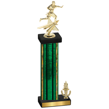 Accented Single Green Glacier Victory Flag Football Trophy