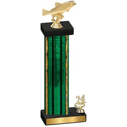 Accented Single Green Glacier Year Fishing Trophy