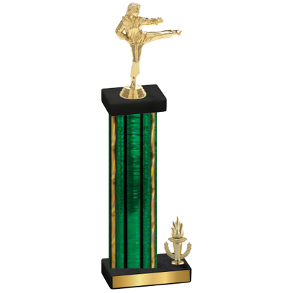 Accented Single Green Glacier Victory Karate Trophy