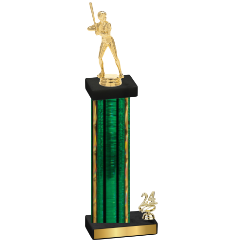 Accented Single Green Glacier Year Softball Trophy