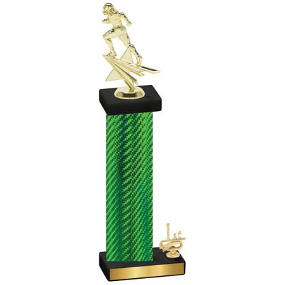 Accented Single Green Carbon Fiber First Place Football Trophy