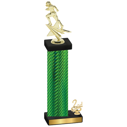 Accented Single Green Carbon Fiber Second Place Football Trophy