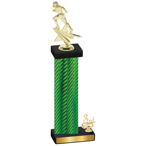 Accented Single Green Carbon Fiber Third Place Football Trophy