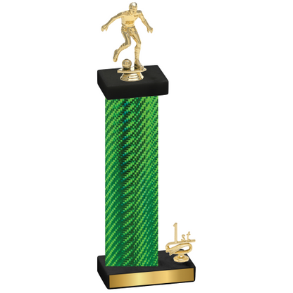 Accented Single Green Carbon Fiber First Place Soccer Trophy