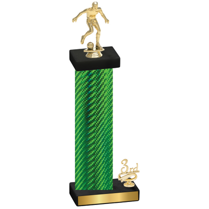 Accented Single Green Carbon Fiber Third Place Soccer Trophy