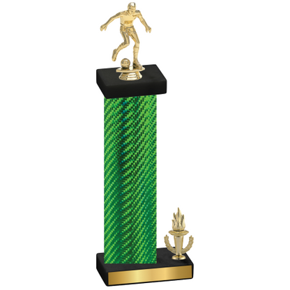 Accented Single Green Carbon Fiber Victory Soccer Trophy