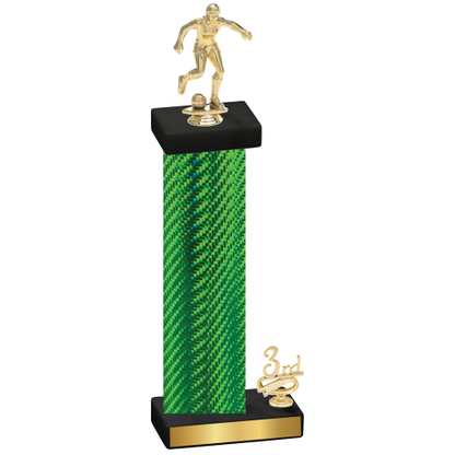 Accented Single Green Carbon Fiber Third Place Soccer Trophy