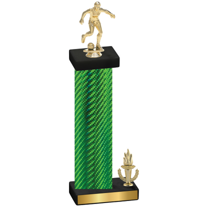 Accented Single Green Carbon Fiber Victory Soccer Trophy