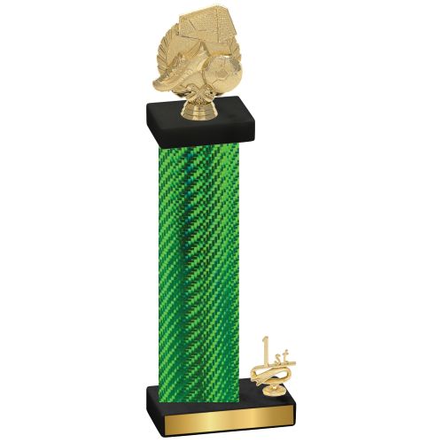 Accented Single Green Carbon Fiber First Place Soccer Trophy