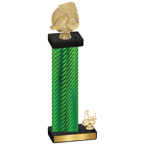 Accented Single Green Carbon Fiber Third Place Soccer Trophy