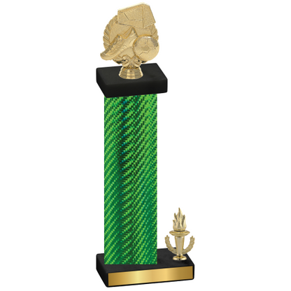 Accented Single Green Carbon Fiber Victory Soccer Trophy