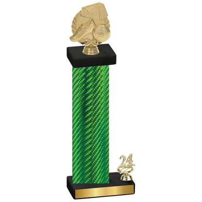 Accented Single Green Carbon Fiber Year Soccer Trophy