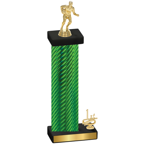 Accented Single Green Carbon Fiber First Place Rugby Trophy