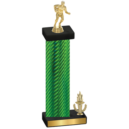 Accented Single Green Carbon Fiber Victory Rugby Trophy