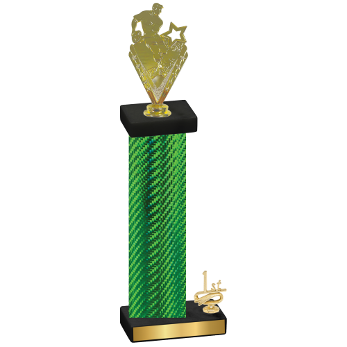 Accented Single Green Carbon Fiber First Place Rugby Trophy