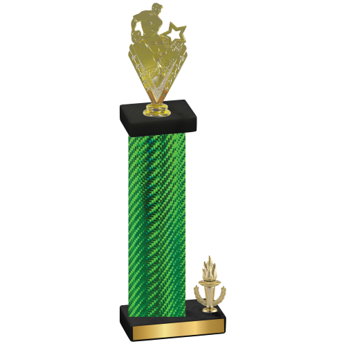 Accented Single Green Carbon Fiber Victory Rugby Trophy