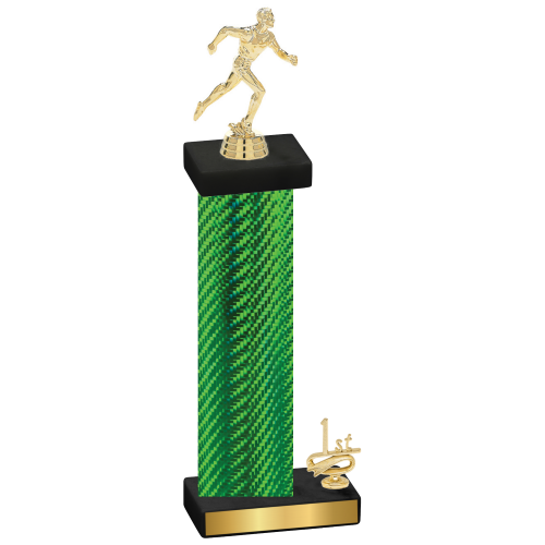 Accented Single Green Carbon Fiber First Place Running Trophy