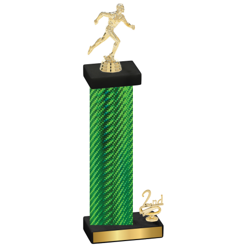 Accented Single Green Carbon Fiber Second Place Running Trophy