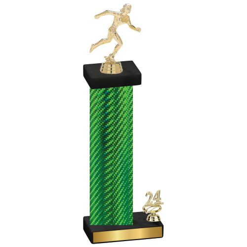 Accented Single Green Carbon Fiber Year Running Trophy