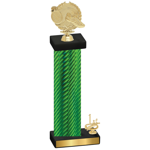 Accented Single Green Carbon Fiber First Place Running Trophy