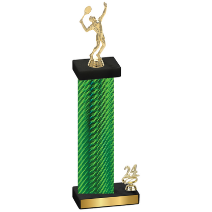 Accented Single Green Carbon Fiber Year Tennis Trophy