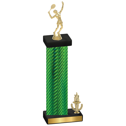 Accented Single Green Carbon Fiber Victory Tennis Trophy