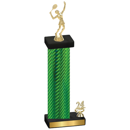 Accented Single Green Carbon Fiber Year Tennis Trophy