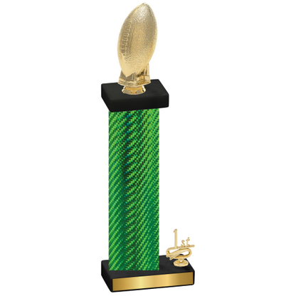 Accented Single Green Carbon Fiber First Place Football Trophy