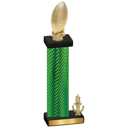 Accented Single Green Carbon Fiber Victory Football Trophy