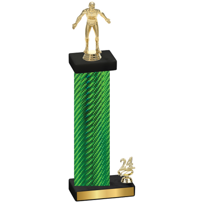 Accented Single Green Carbon Fiber Year Wrestling Trophy