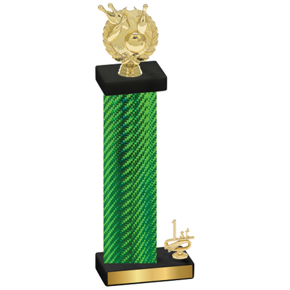 Accented Single Green Carbon Fiber First Place Bowling Trophy