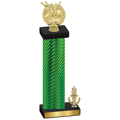 Accented Single Green Carbon Fiber Victory Bowling Trophy