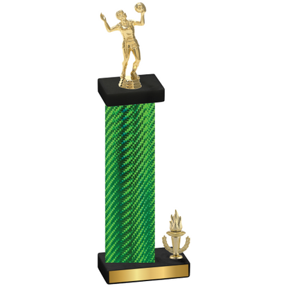 Accented Single Green Carbon Fiber Victory Volleyball Trophy