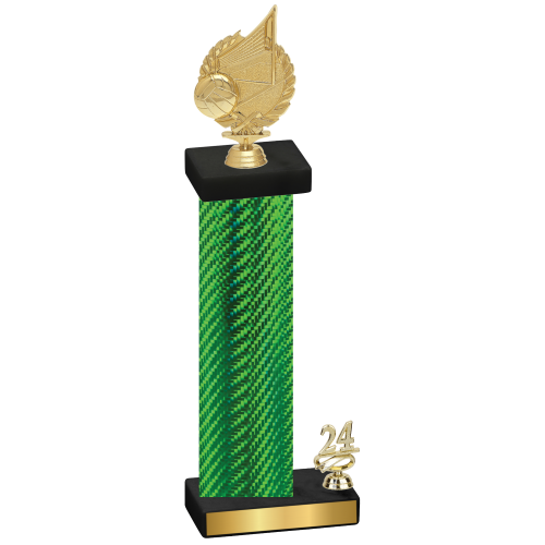 Accented Single Green Carbon Fiber Year Volleyball Trophy