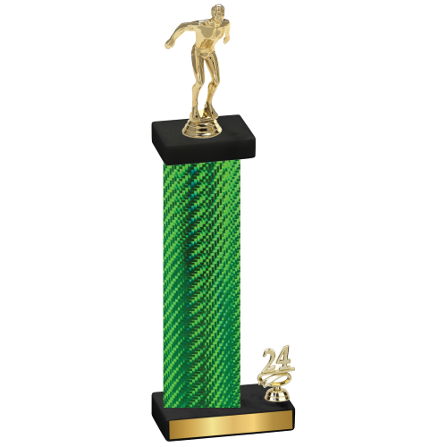 Accented Single Green Carbon Fiber Year Swimming Trophy