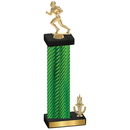 Accented Single Green Carbon Fiber Victory Football Trophy