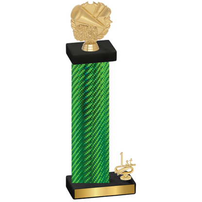 Accented Single Green Carbon Fiber First Place Cheerleading Trophy