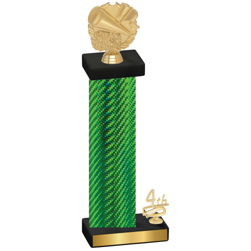 Accented Single Green Carbon Fiber Fourth Place Cheerleading Trophy