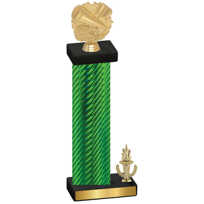 Accented Single Green Carbon Fiber Victory Cheerleading Trophy