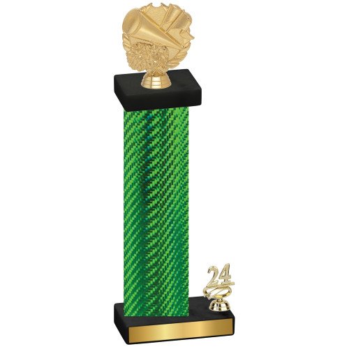 Accented Single Green Carbon Fiber Year Cheerleading Trophy