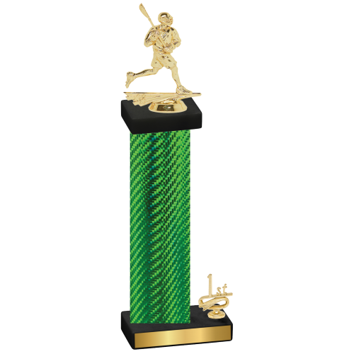 Accented Single Green Carbon Fiber First Place Lacrosse Trophy