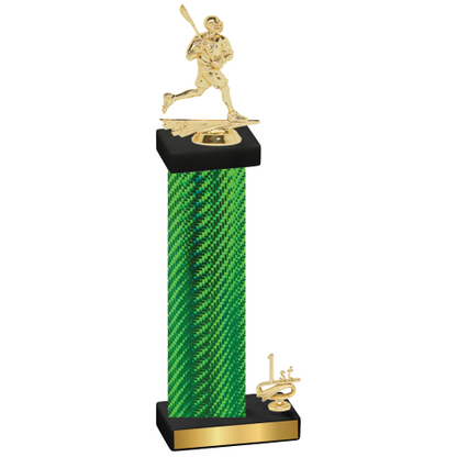 Accented Single Green Carbon Fiber First Place Lacrosse Trophy