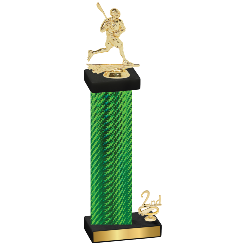 Accented Single Green Carbon Fiber Second Place Lacrosse Trophy