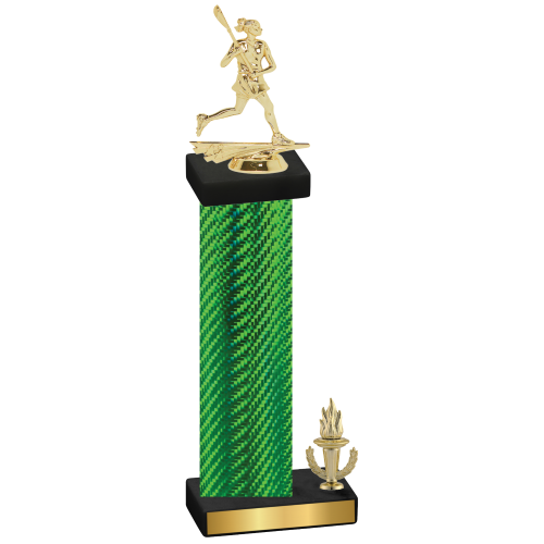 Accented Single Green Carbon Fiber Victory Lacrosse Trophy