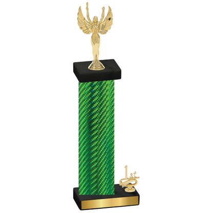 Accented Single Green Carbon Fiber First Place Victory Trophy